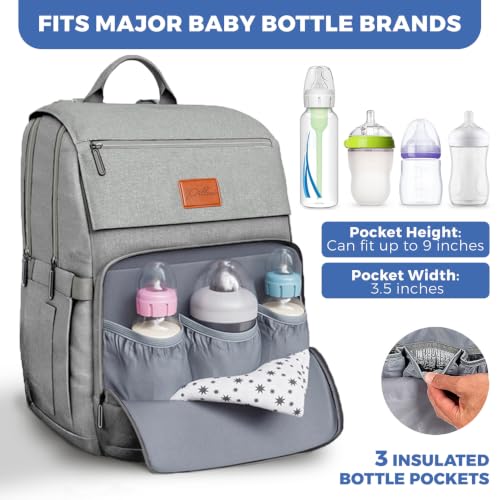 Image of Baby Diaper Bag Backpack - Baby Bags for Boys & Girls, Large Waterproof Diaper Backpack - Baby Shower Gifts & Registry Must Haves - Travel Diaper Bags with Changing Pad & Back Zipper - Baby Boy Stuff