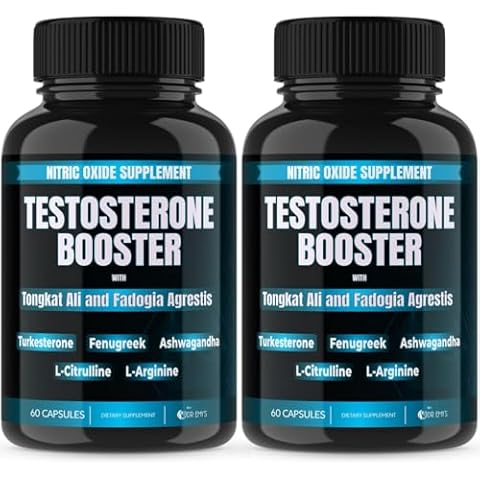 Dr. Emy's (2 Pack Testosterone Booster-Tongkat Ali Fadogia Agrestis Nitric Oxide Ashwagandha Supplement for Men with L Arginine Citrulline Fenugreek - Turkesterone Pre Workout Pump (120 Capsules) Cover