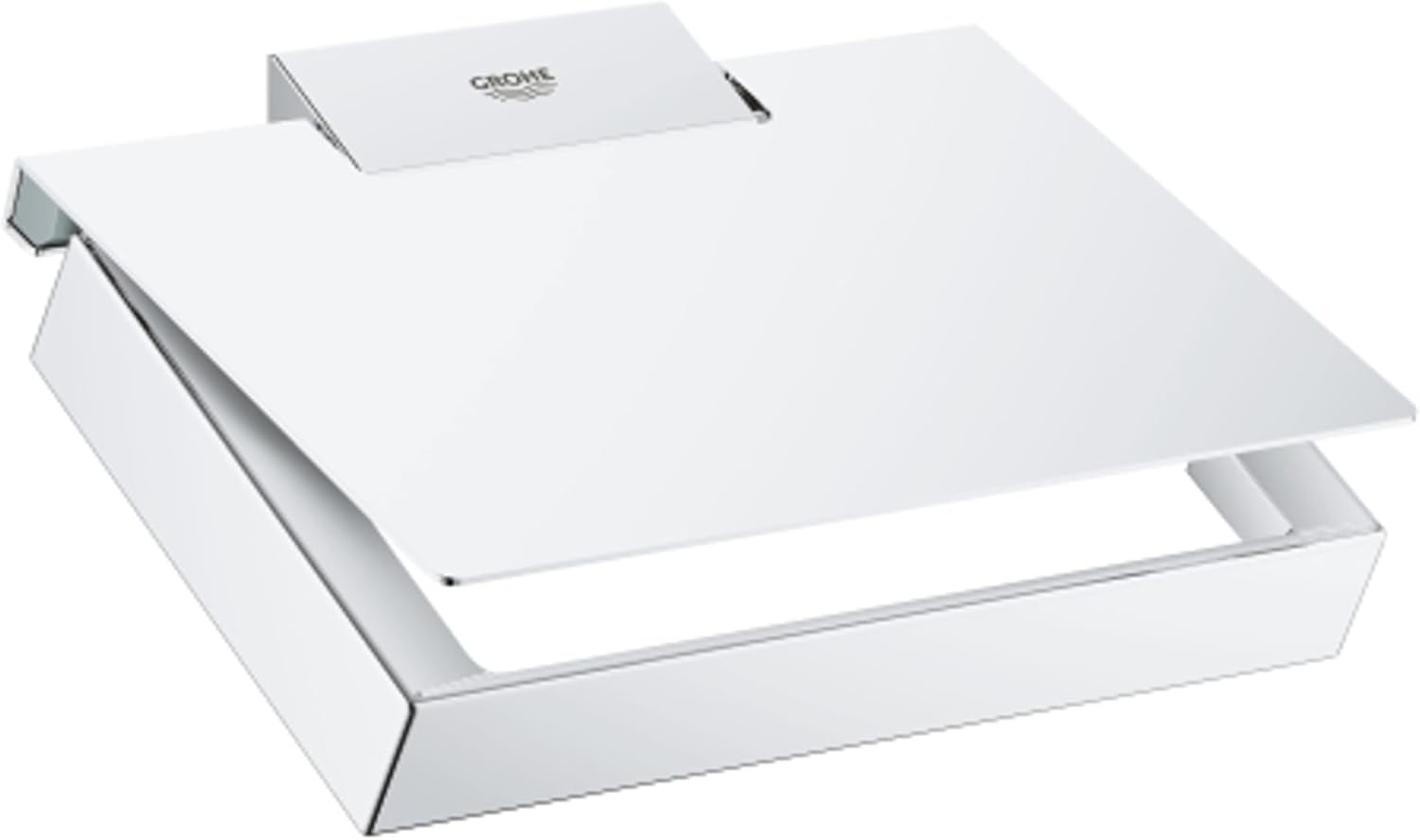GROHE 40781000 Selection Cube Paper Holder W/Cover, Starlight Chrome
