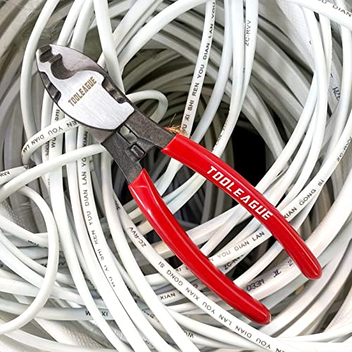 Image of TOOLEAGUE 6 Inches Cable Cutter,Heavy Duty Cable Cutting, High Leverage Cutter for Aluminum, Copper, Wire, Communications Cable