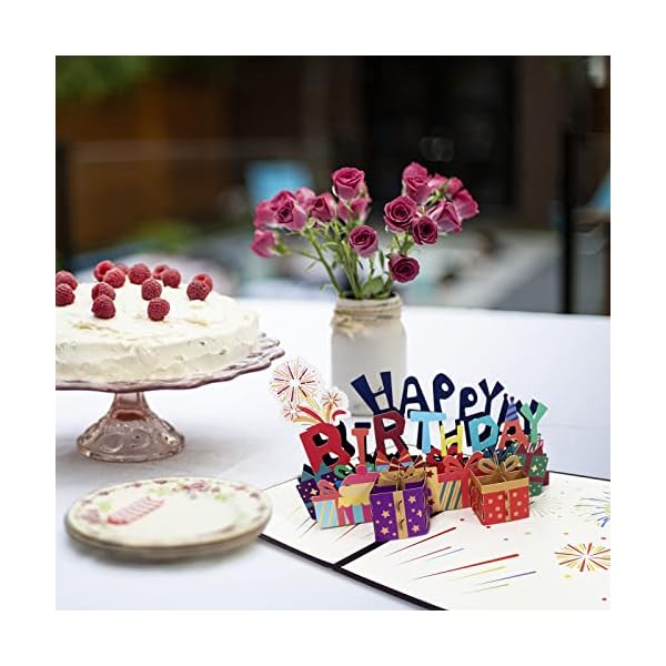 3D Tarjeta de Cumpleaños, Happy Birthday Caja de Regalo Tarjeta de Felicitación Emergente con Sobre, Tarjeta… - Imagen 5