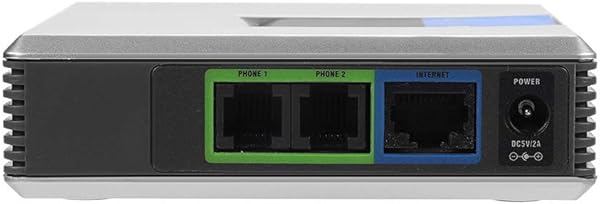 Fsskgx VoIP Gateway 2 Port Internet Phone Adapter Protocollo Sip V2 con Cavo di Rete per Linksys PAP2T