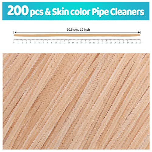 Image of IOOLEEM 200pcs Skin Color Pipe Cleaners | Chenille Stems for DIY Flower Making & Festival Decor & Party Projects, Pipe Cleaner Crafts, Art and Craft Supplies