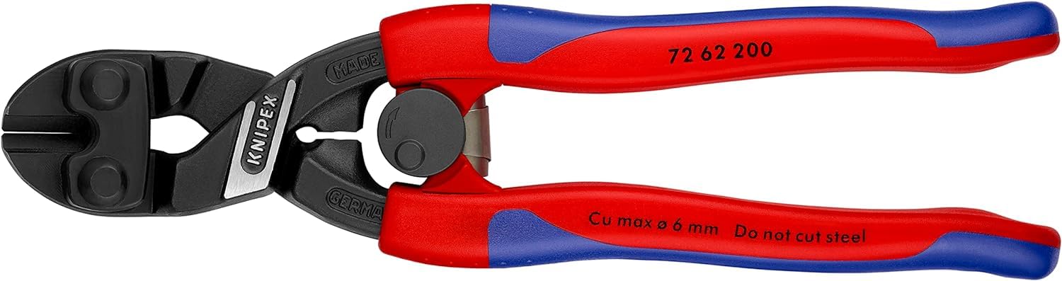 KNIPEX Cortante de fuerza para corte a ras para metal blando y plástico con fundas esbeltas en dos componentes 200 mm, 72 62 200