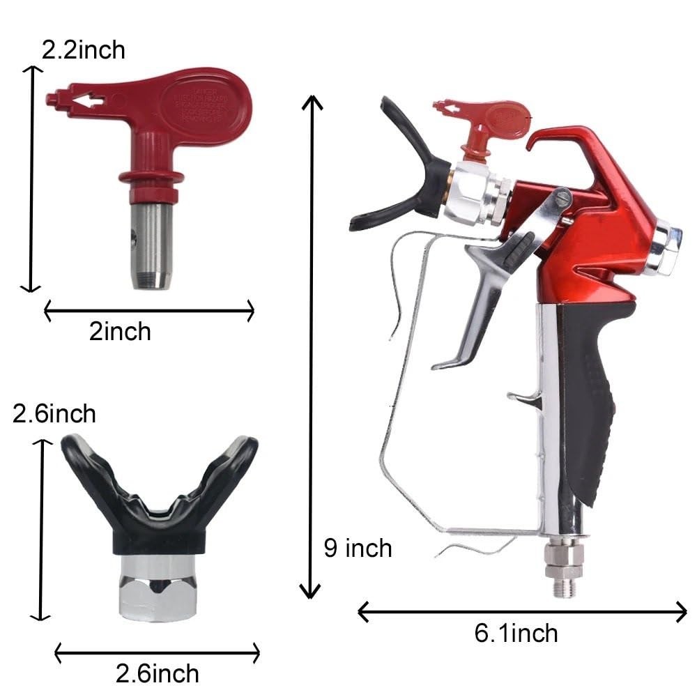 Pulverizador Eléctrico Pistola para Pintar sin Aire, Boquilla para Pistola para Pintar de Alta presión roja y Cubierta Protectora para pulverizador Pistolas de Pintura