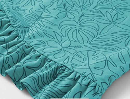 Cat & Jack Girls' Cotton Printed Tank Top, Below The Waist – Teal/Dark Mint Leaves2