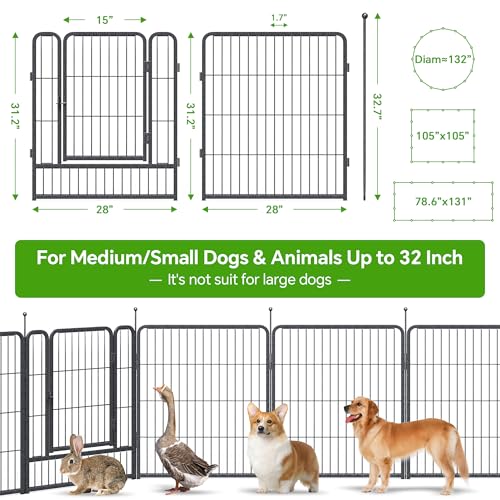 Image of Mr IRONSTONE Dog Playpen with Anti-Rust Coating - 32 inch Height 16 Panels Portable & Foldable Indoor /Outdoor Pet Fence for Large, Medium, or Small Dogs - Durable Exercise Pen