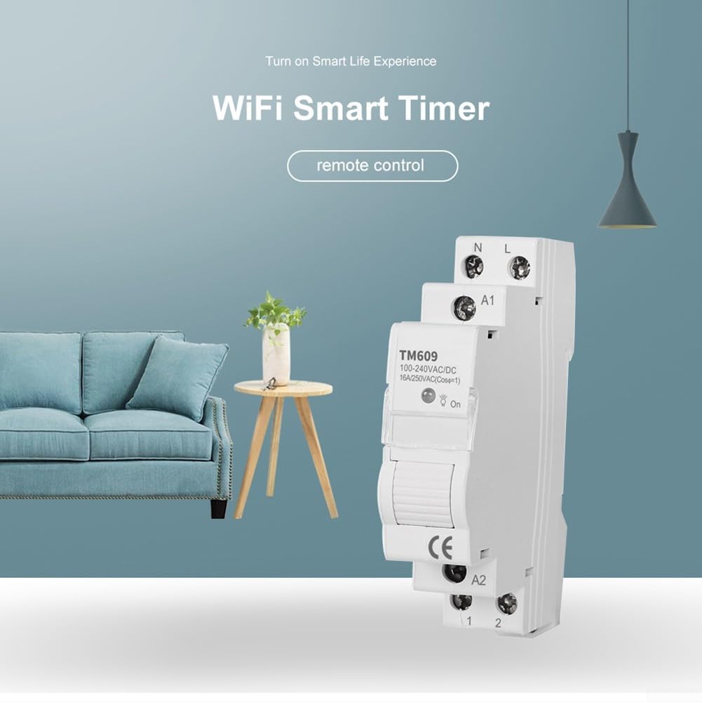 TM609 Interruptor de temporizador inteligente, para Tuya APP Interruptor de temporizador de riel inalámbrico CA 100-240 V para control remoto inalámbrico de hogar inteligente