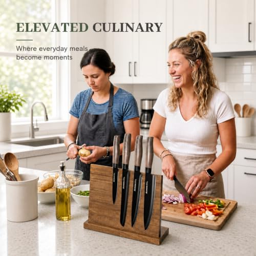 Image of Astercook Knife Set, 13-Piece Kitchen Knives Set with 6 Blade Guards, Black Anti-Rust & Non-Stick Coating, Dishwasher Safe Stainless Steel Knives, Ergonomic Handle, Perfect for Holiday Gifts