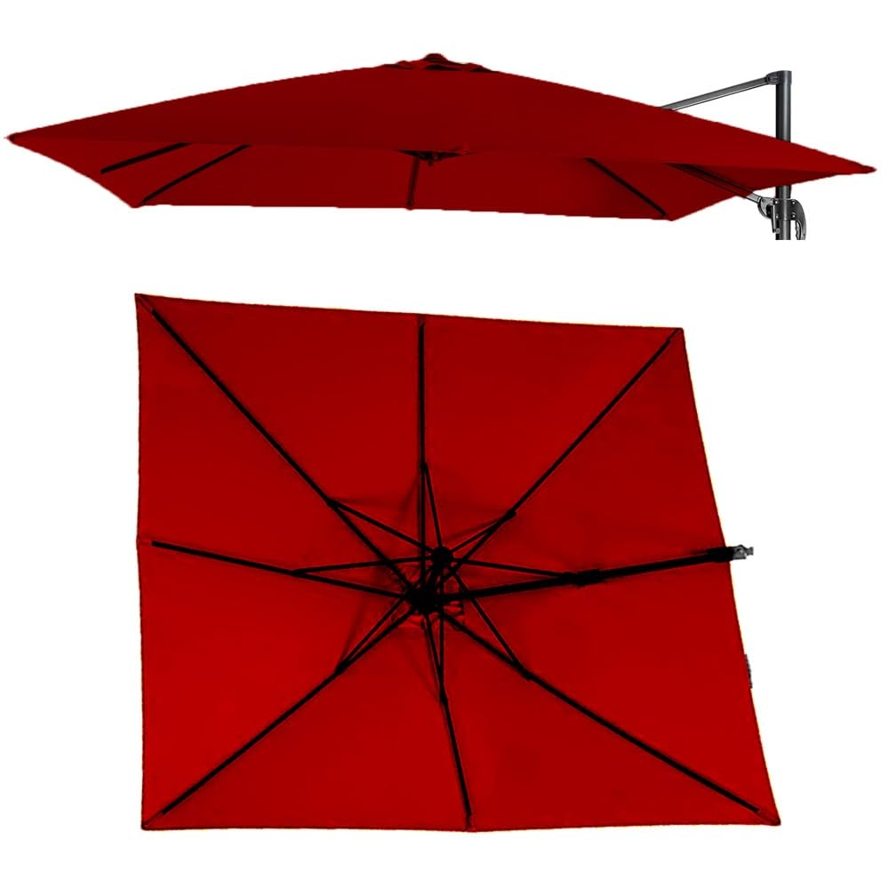 LRZPTDYU This 10ft Square Patio Umbrella Replacement Canopy Outdoor Cantilever Umbrella Top Cover Burgundy Fabric for Market & Yard (2.5x2.5m 8.2x8.2ft)