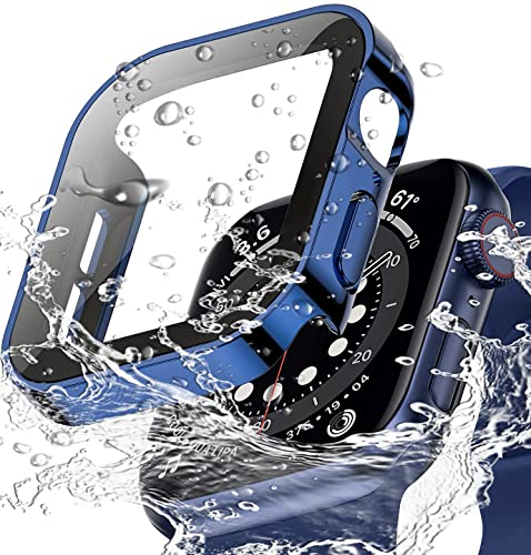 Miimall Waterproof Tempered Glass Case Compatible with Apple Watch Series 8/Series 7 45mm