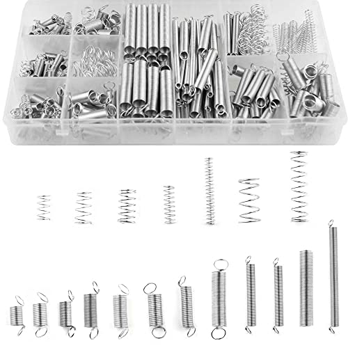 XINMEIWEN 200 Stück verzinkte Kompressions- und Verlängerungsfeder-Sortiment-Set Metallspannfedern, Ersatz-Set für Reparaturen zu Hause