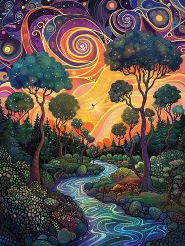 Pintar por números adultos río calma el estrés diario con este gran kit de pintura de bosque