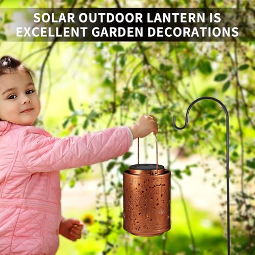 Image of Solar Lanterns Garden Decor Birthday Gifts for Women Mon Grandma Metal Hanging Solar Lights Waterproof Outdoor Decoration for Outside LED Lanterns for Yard Patio Lawn (Cat)