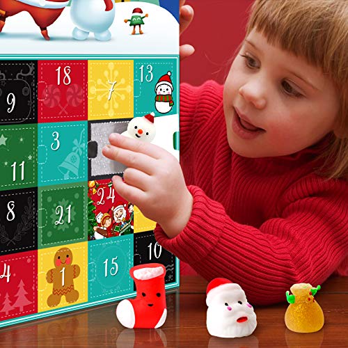 Christmas Advent Calendar 2020 Countdown Calendars Toys for Kids LUDILO Christmas Mochi Squishy Toys 24Pcs Different Cute Mochi Animals Relief Stress Toys Unique Advent Calendars for Girls Boys