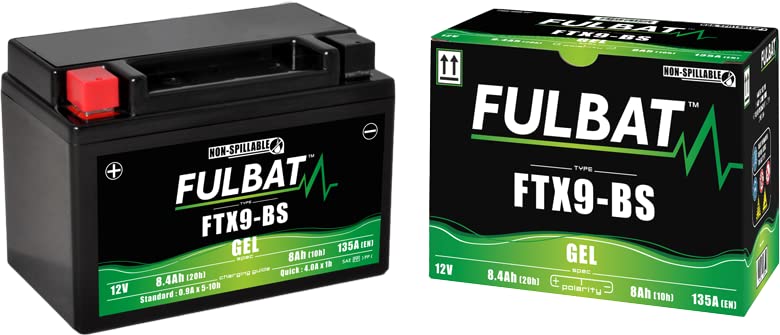 FULBAT YTX9-BS - Batería de gel lista para usar Kawasaki Z 750 2004-2013 Z 800 2013-2017 Z 900 Z 1000