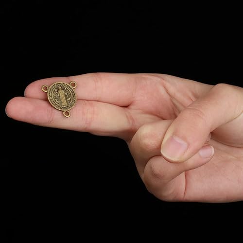 Miniatura 4 de Pieza Central de Rosario de 3 Agujeros San BenitoMedalla MilagrosaNuestra Señora de GuadalupeVirgen MaríaCristo Jesús Conector para Fabricación de