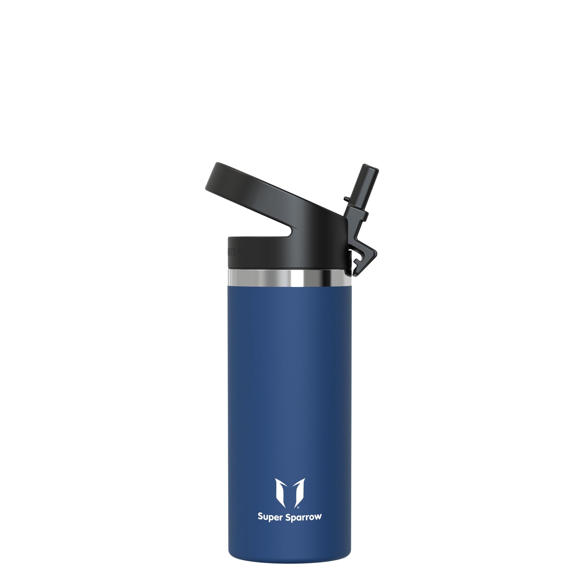Super Sparrow Water Bottle Insulated - 500ml - Wide Mouth Metal Bottle - Wide Mouth SwivelSip Flask - BPA Free, Leak Proof - Ergonomic Straw Water Bottles for Work, Gym, Travel, Sports