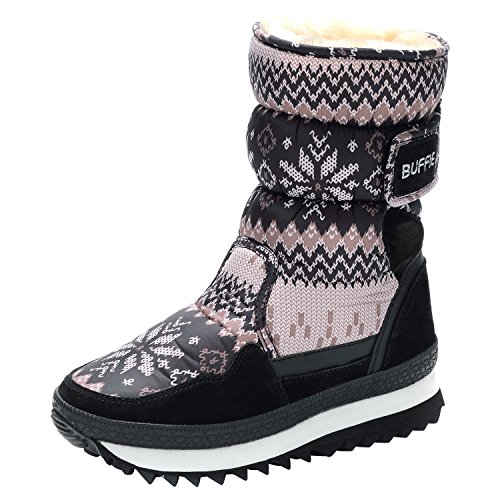 Shmily Girl Fully Faux Fur Lined Winter Snow Boots (Women/Toddler/Little Kid/Big Kid) (7.5(M) US Women, Black)