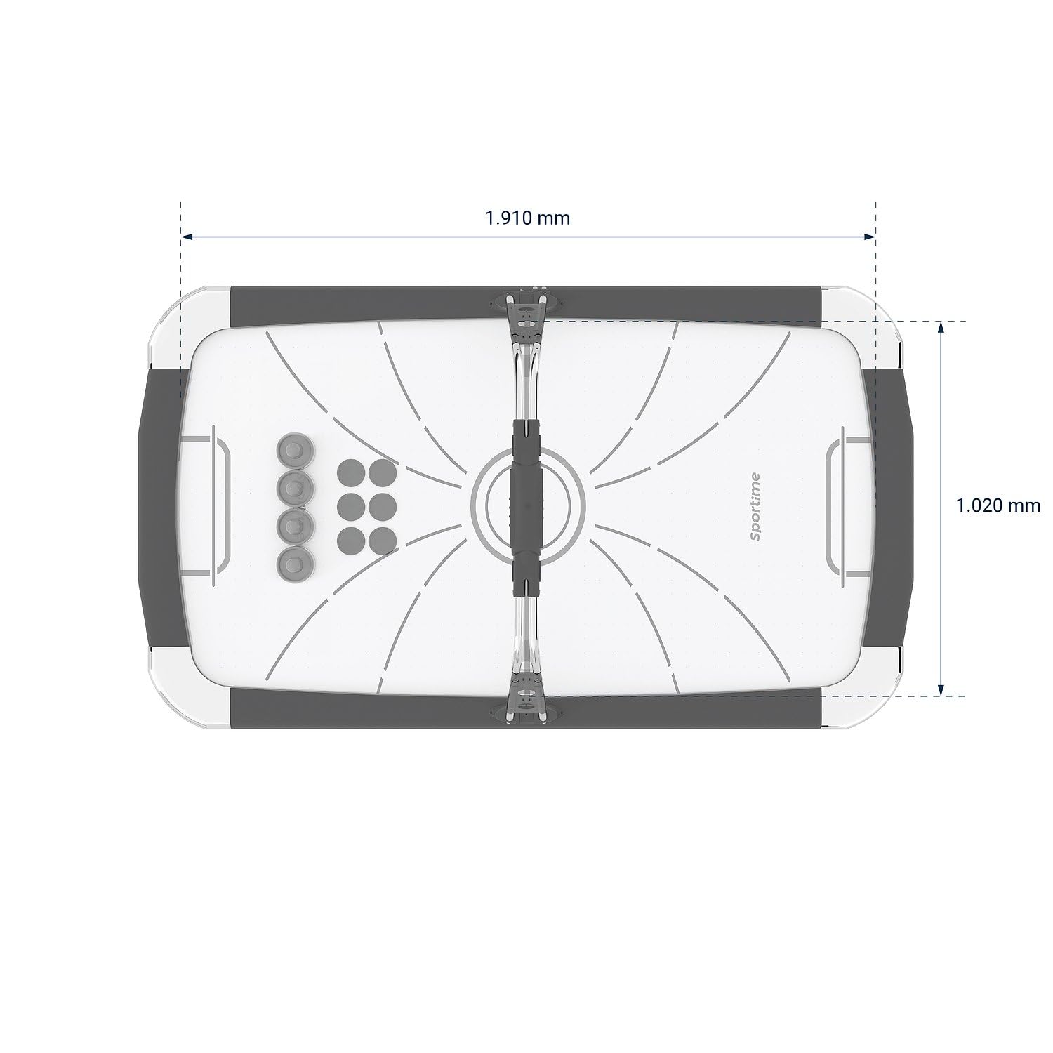 Sportime Airhockeytisch Blizzard | Freizeit Airhockey-Tisch mit Luft-Gebläse, Elektronischem Zähler, 4X Schlägern, 6X Pucks | 116 kg | 213x122x81cm | Einsatzbereiche Privat