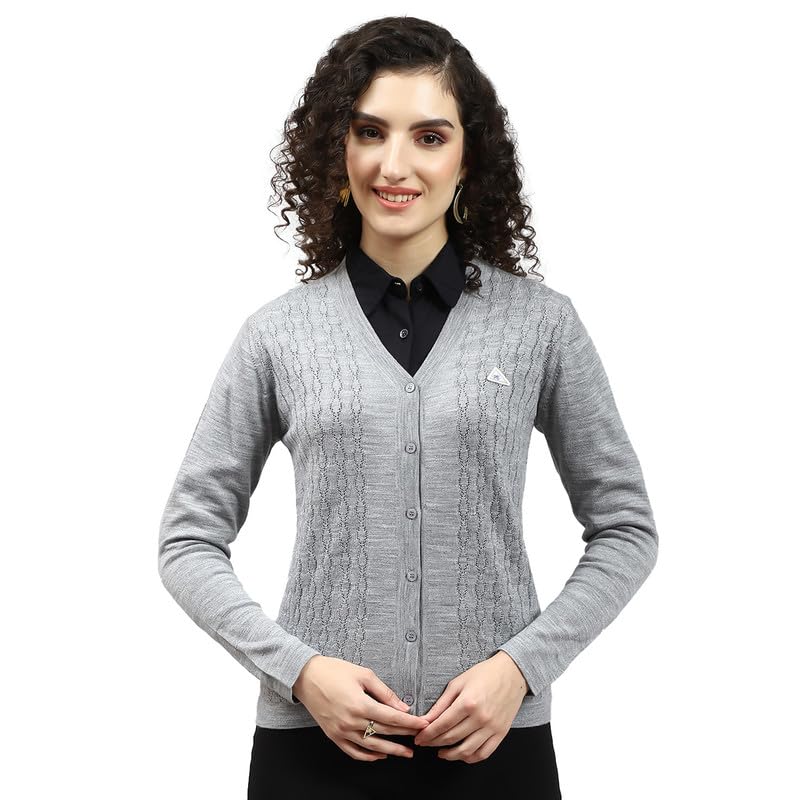 monte carlo Self Design Womens V Neck Cardigan-picture-54
