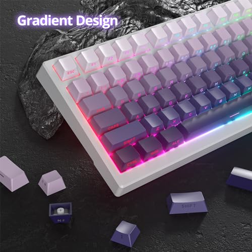 133 Keys PBT Gradient Gray Side Printed Keycaps,Double Shot Shine Through Custom Cherry Profile Keycaps for for Cherry/Gateron MX switches 60 Percent / 68/75% Gaming Mechanical Keyboard (Star Purple) - Image 5