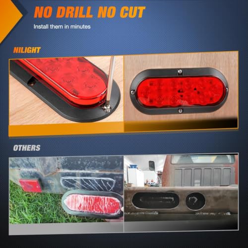 Image of Nilight LED Trailer Light Kit Oval Tail Lights & Round Marker for Truck RV
