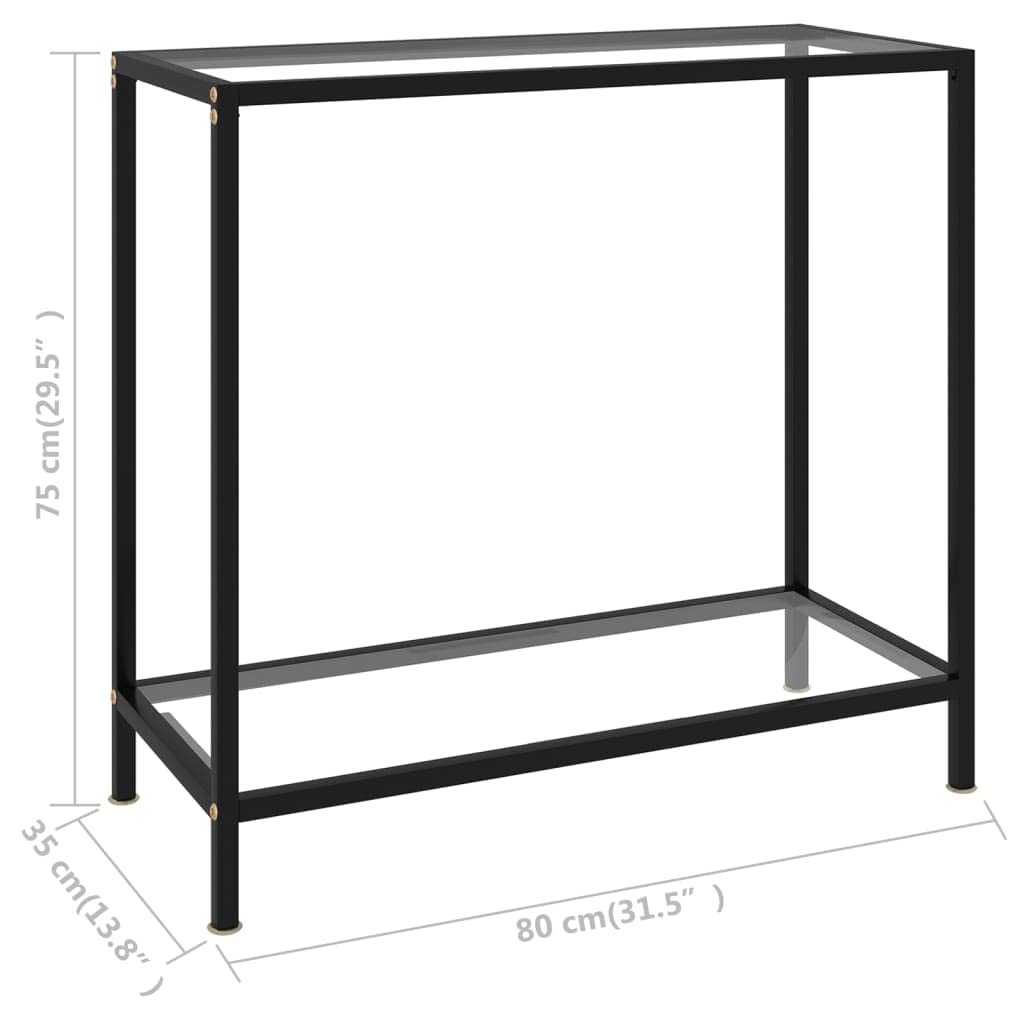 Générique Konsola stołowa 80 x 35 x 75 cm szkło hartowane | Stal malowana proszkowo, półka do przechowywania, łatwa do czyszczenia, stylowy design do salonu