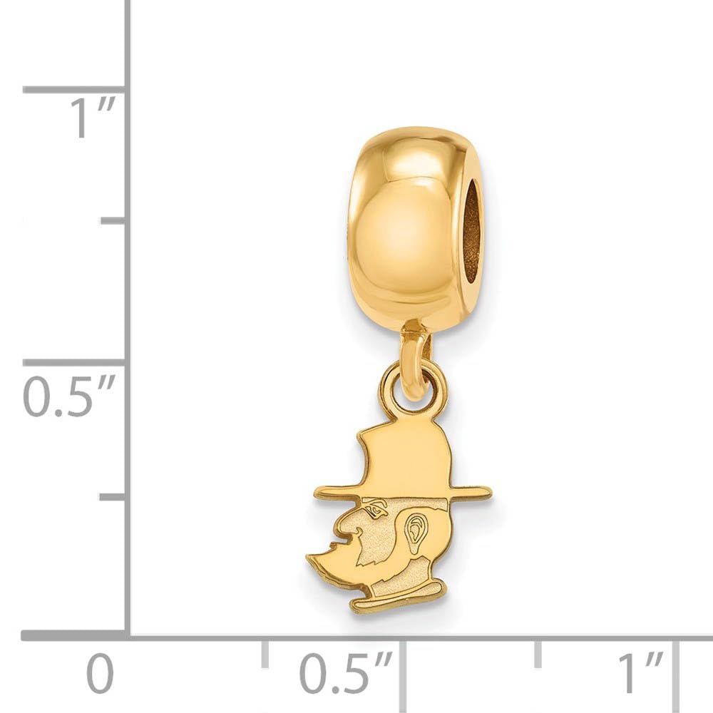 LogoArt 14k Yellow Gold Plated Sterling Silver Appalachian State U XS Dangle Bead Charm
