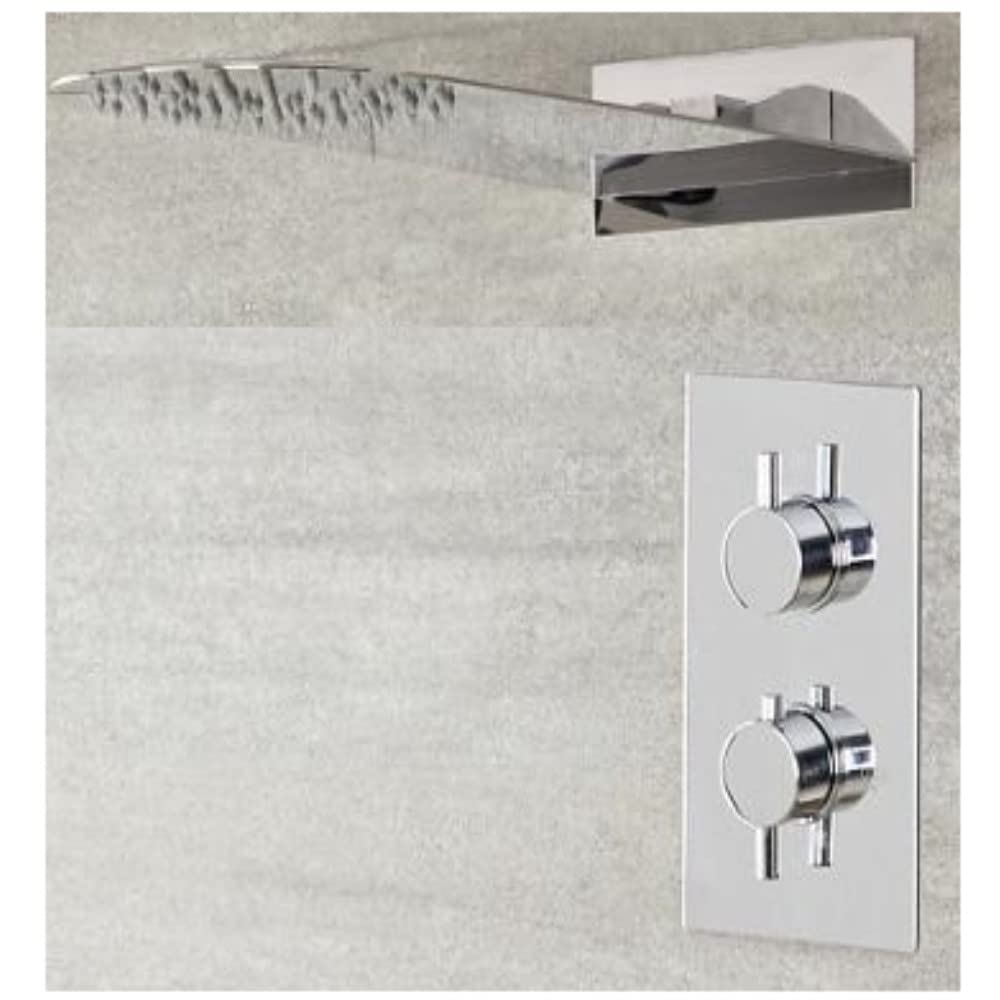Milano Mirage Thermostatic Mixer Valve 200mm x 500mm Wall Mounted Thin Shower Head - Chrome