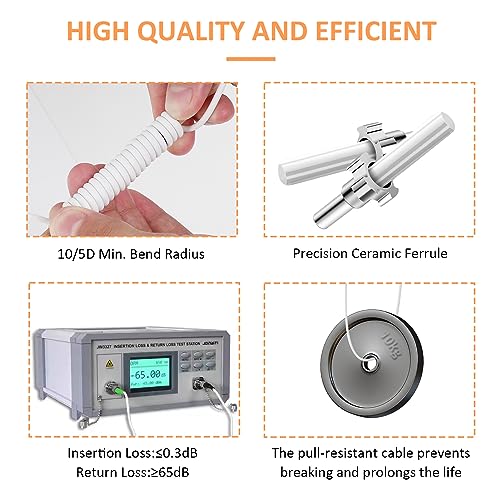 Vesperia 30m(98.4ft) Armored Network Fibre Optic Cable SC/APC to SC/APC OS2 Simplex Singlemode 9/125μm LSZH FTTH 3.0mm Patch Cord Fiber Cables with Adapter Coupler - Image 4