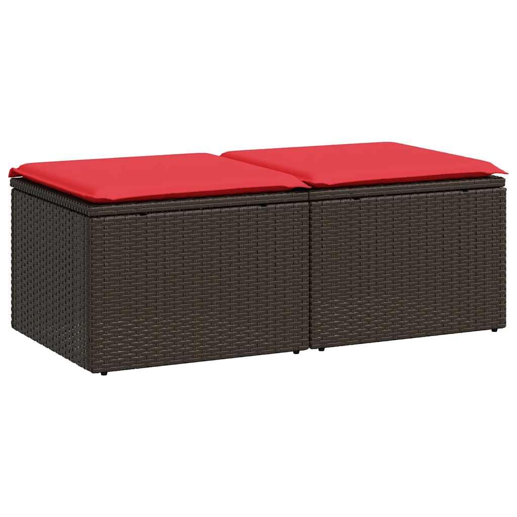 Set di mobili da giardino in polyrattan e acacia, marrone, con cuscini e contenitore borsa impermeabile, divano modulare per terrazza
