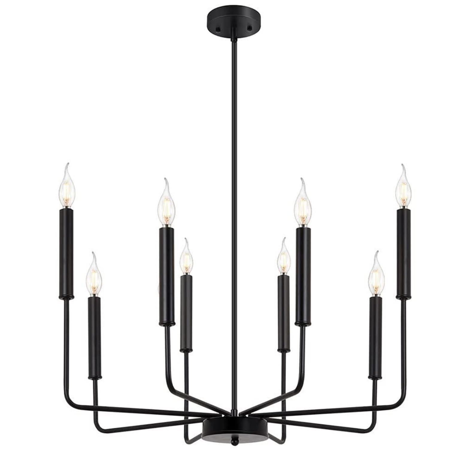 KXEcoLife Antique Chandelier, 8 Light Rustic Lighting Fixture Modern Industrial Candle Ceiling for Dining Room, Bedroom, Foyer, Living Kitchen Island, Entryway,Black