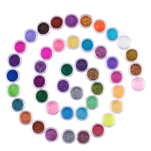 45 Colors Nail Art Glitter Powder Makeup, Mix Glitter Nail Art Multi Purpose Shimmer Dust Sequins Nail Art Kit for Nail Art Decoration