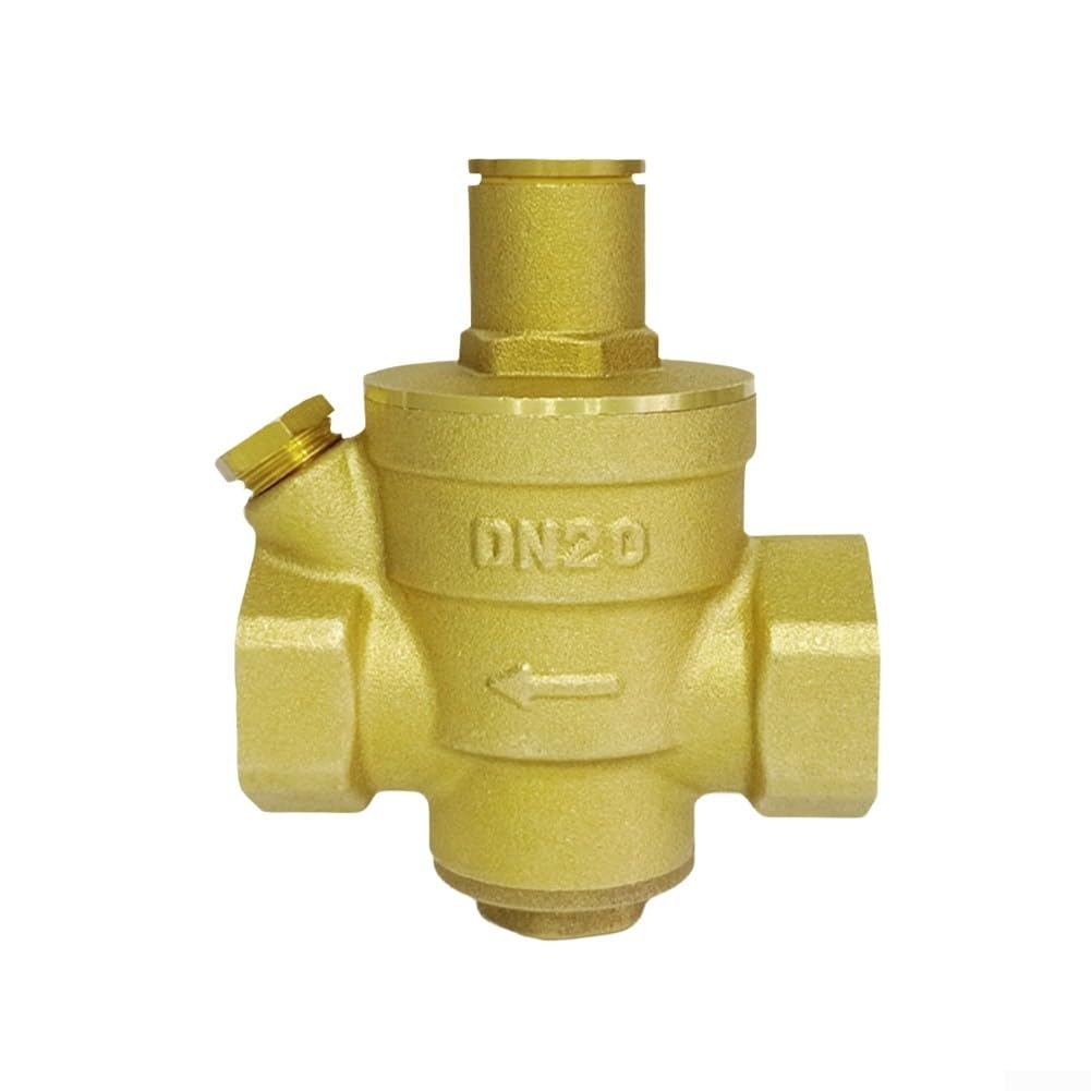 Heavy Duty DN20 Water Pressure Reducing Valve with Brass Body and Built-In Filter, Female Threaded Connection Pressure Regulator for Plumbing Systems with Gauge and Tool for(Small)