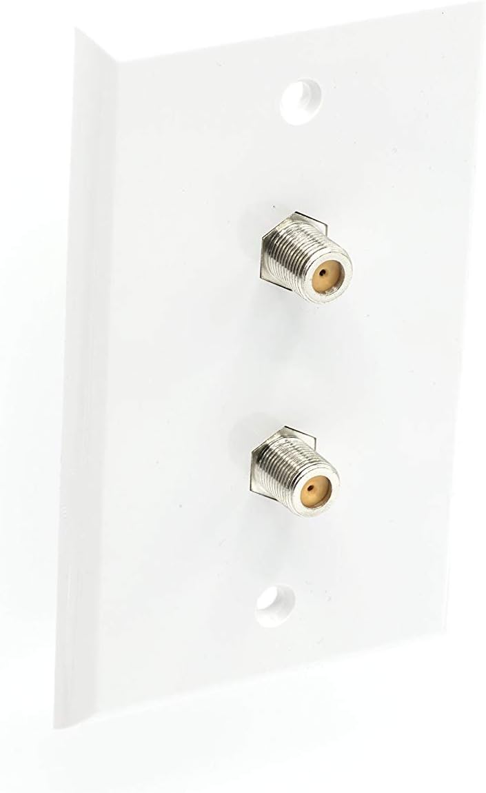 THE CIMPLE CO Video Wall Jack for Coax Cable F Type Coaxial Wallplate (Wall Plate) - 3 GHz Coupler for Satellite, Cable TV, Internet, Off-Air Antenna Systems - White (100 Pack)