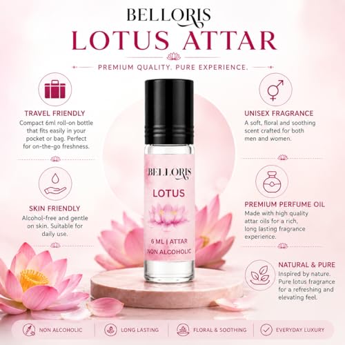 Image of Lotus Attar 6ml | Long Lasting Non-Alcoholic Perfume Oil | Pure Lotus (Kamal) Fragrance Roll-On | Floral Attar for Men & Women | Travel Friendly Ittar for Pooja & Meditation