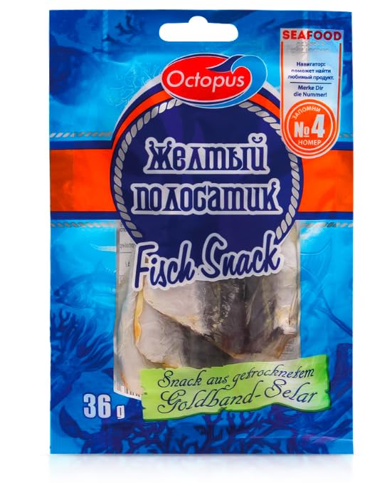 Octopus Trockenfleisch Snack aus Goldband-Selar, getrocknet und gesalzen 6er Pack (6 x 36g)