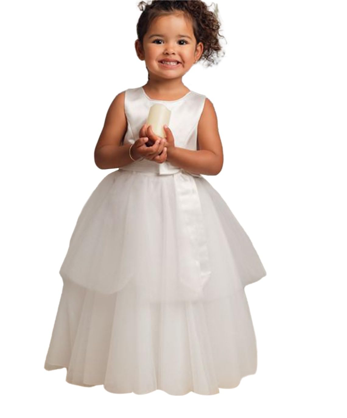 SIRRI Lux Taufkleid für Mädchen mit Schleife und mehrlagigem Tüll – Outfit für besondere Anlässe