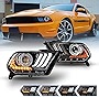 WOLFSTORM Headlight Assembly Fit for 2010 2011 2012 Ford Mustang,Sequential Dynamic Running Turn Design,Headlight Replacement for 2010 2011 2012 Ford Mustang with Halogen Bulbs Models