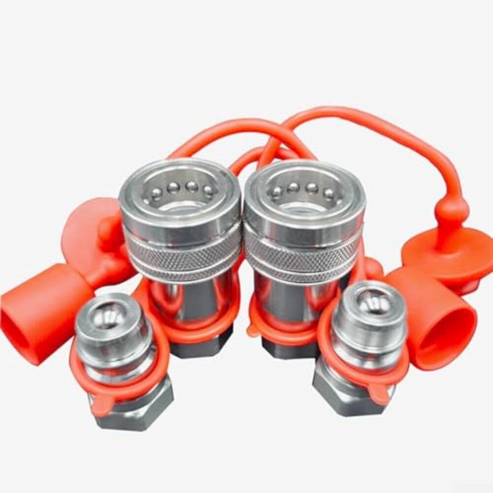Accoppiatori idraulici a connessione rapida in acciaio al carbonio ISO5675 Set di accoppiamento per trattore Adattatore raccordi NPT Valvola a fungo 4000 PSI a prova di perdite Disconnessione rapida