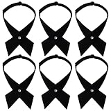 ZUYYON 6 Pcs French Girls Uniform Tie Solid Color Cross Bowtie Adjustable Neck Tie School Uniform Cross Bow Tie for Men Women(Black)
