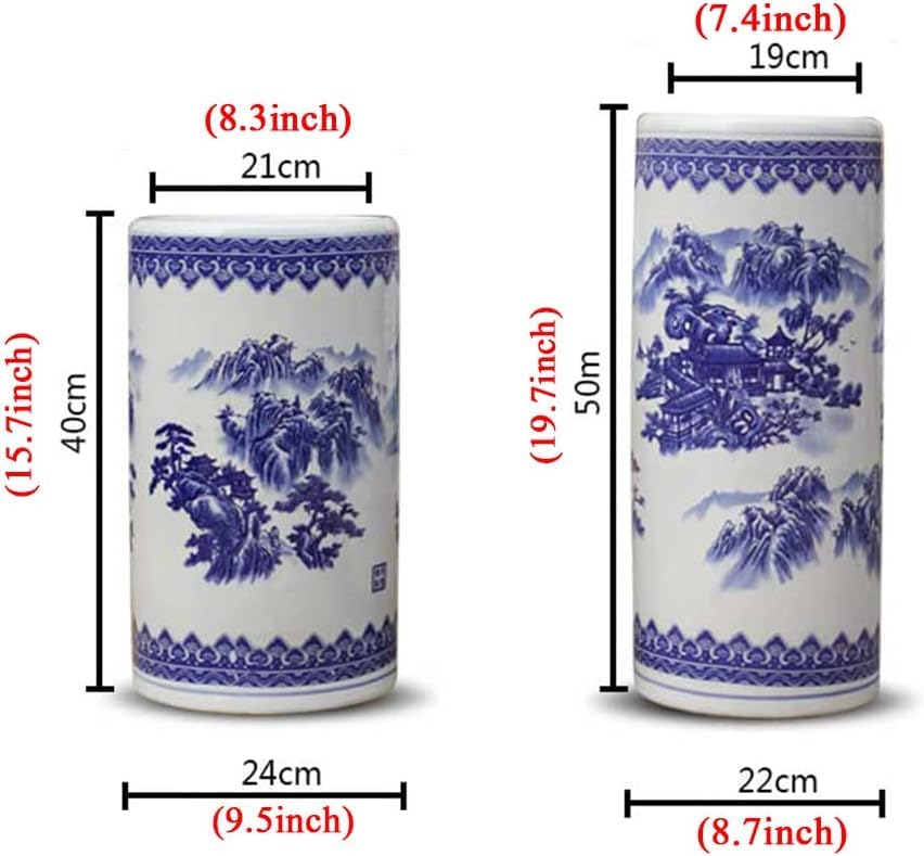 Amazon｜景徳鎮陶器傘立て 伝統的な花柄青白磁花瓶装飾書道と絵画傘