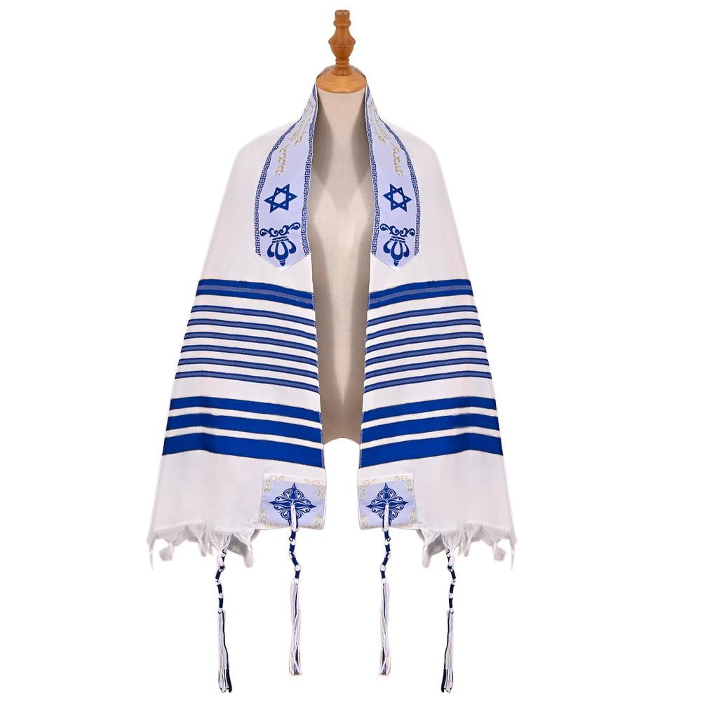 Chal De Oración Judío Tallit Katan Israel con Cuerdas Tzitzit Tallit Tradicional Israelí con Bendición En Banda para Cuello para Hombres Y Mujeres