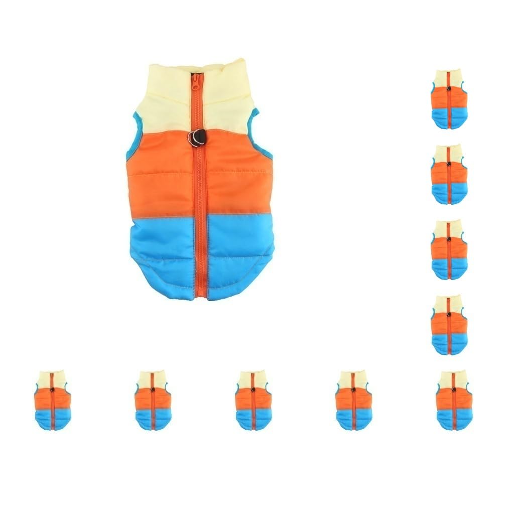 Juego de 10 prendas de invierno para mascotas de poliéster para perros pequeños y gatos, ropa acolchada de invierno, abrigo para perro, color azul, talla XL