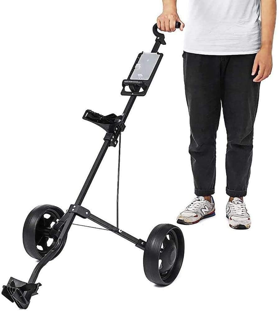 Golf Push Cart 2 Wheels Golf Trolley, Golf Caddy with Adjustable Handle Angle, Scorecard, and Foot Brake, Folding Lightweight Golf Buggy