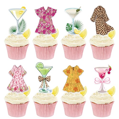 FodeMoraka Moo Moos and Margaritas Party Decorations - 40 Pcs Cupcake Toppers Set Cake Cupcakes Dessert Decor Cocktail Margarita Supplies Favors for Birthday Bachelorette Bridal Shower Ladies Night