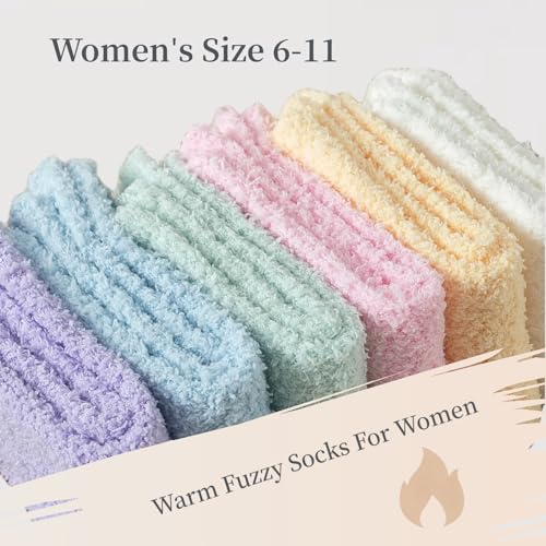 6 Pairs Fuzzy Socks For Women Soft Home Slipper Socks Fluffy Sleeping Socks don't Shed Lint3
