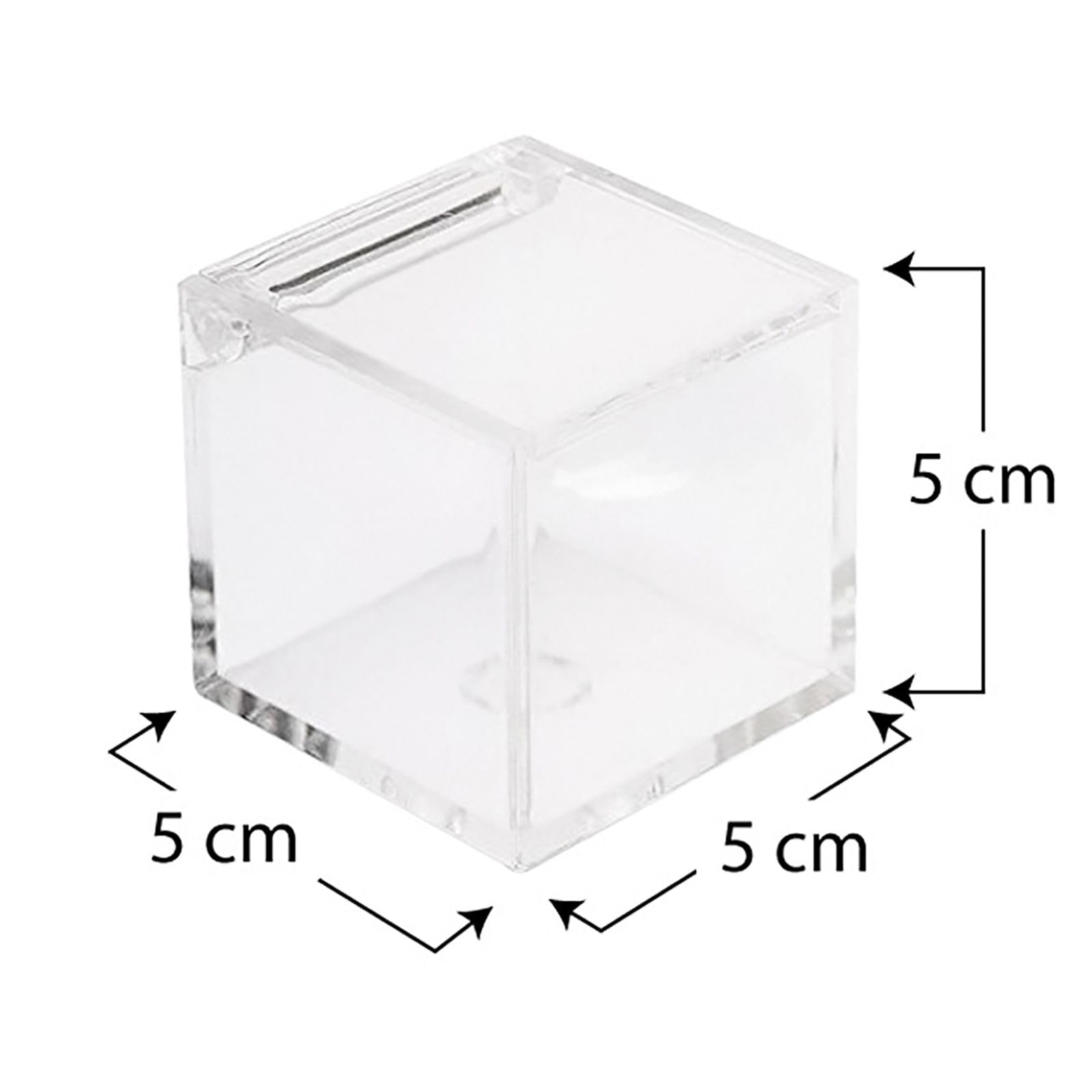 Doni Bomboniere 100 cajas de plexiglás 5 x 5 x 5 x 5 x 5 portapeladillas de cubo transparentes personalizados para manualidades, bodas, bautizos, nacimientos, comuniones y graduaciones