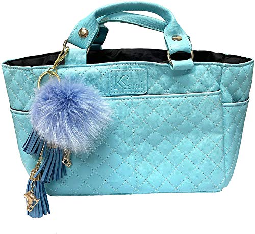 Kami-So Ice Skating Rink Tote - Great for Skate Guards Water Bottle and Other Skating Accessories (Cloud Nine) with Light Blue Charm